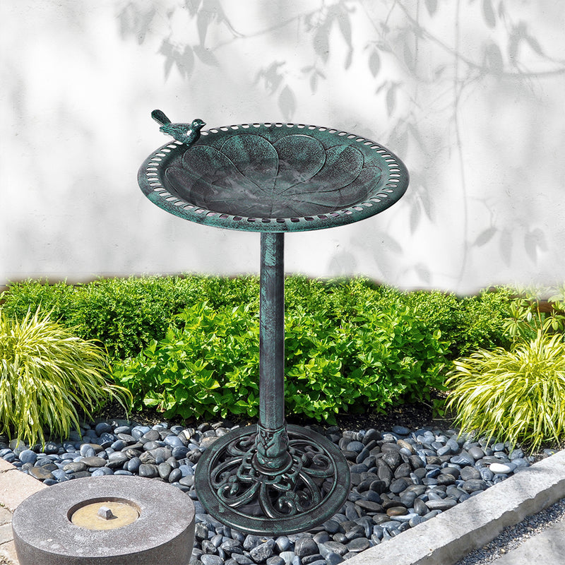 PaWz Bird Bath Feeder Feeding Food Station Outdoor 2PC Model B Green