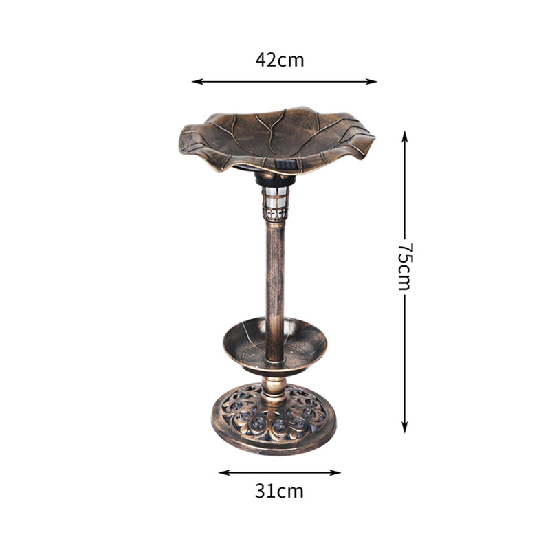 PaWz Bird Bath Feeder Feeding Food Station Ornamental Solar Light 2PC Model C Bronze