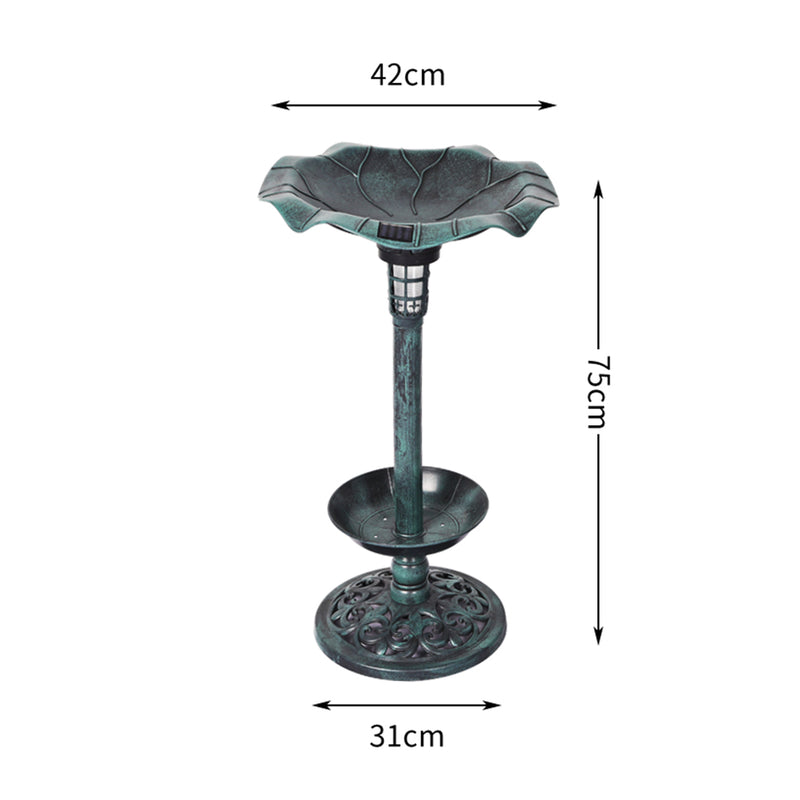 PaWz Bird Bath Feeder Feeding Food Station Ornamental Solar Light Outdoor Garden