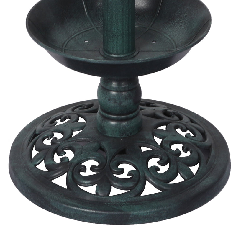 PaWz Bird Bath Feeder Feeding Food Station Ornamental Solar Light Outdoor Garden