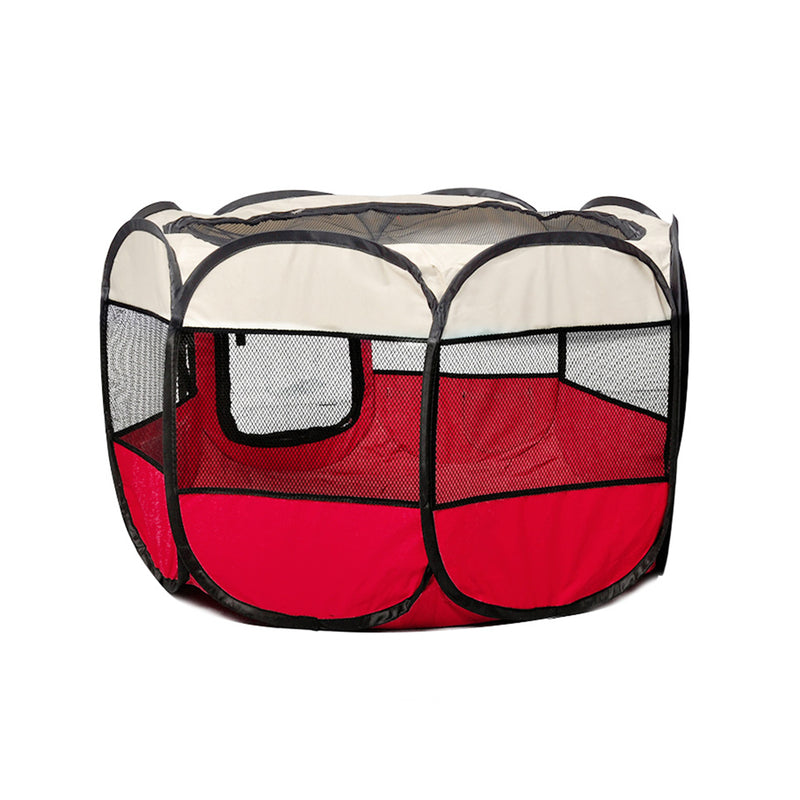 PaWz Pet Soft Playpen Dog Cat Puppy Play Round Crate Cage Tent Portable L Red