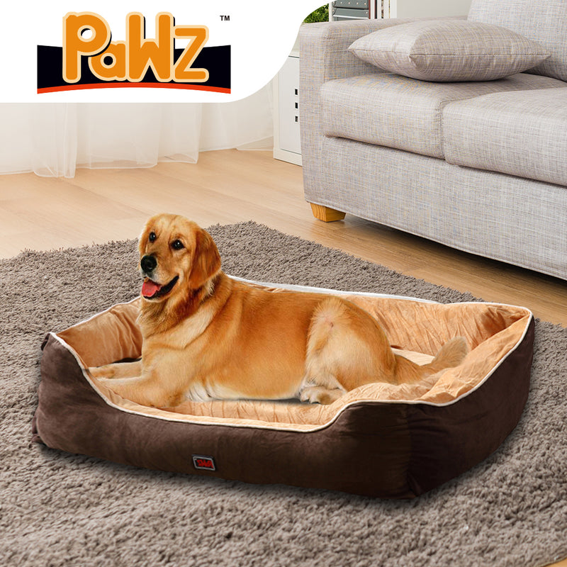 PaWz Pet Bed Mattress Dog Cat Pad Mat Puppy Cushion Soft Warm Washable XL Brown