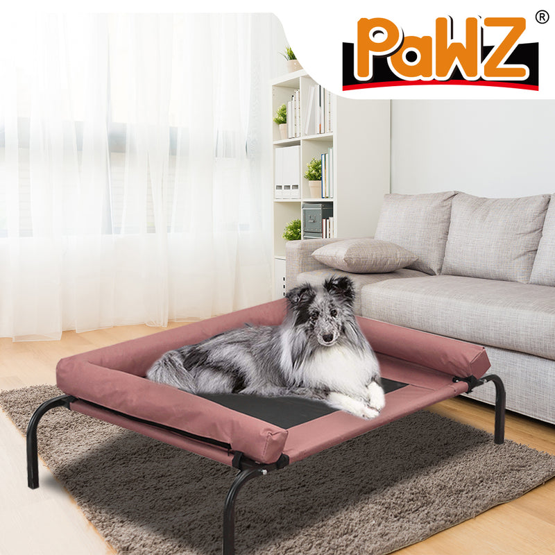 PaWz Pet Bed Heavy Duty Frame Hammock Bolster Trampoline Dog Puppy Mesh L Coffee