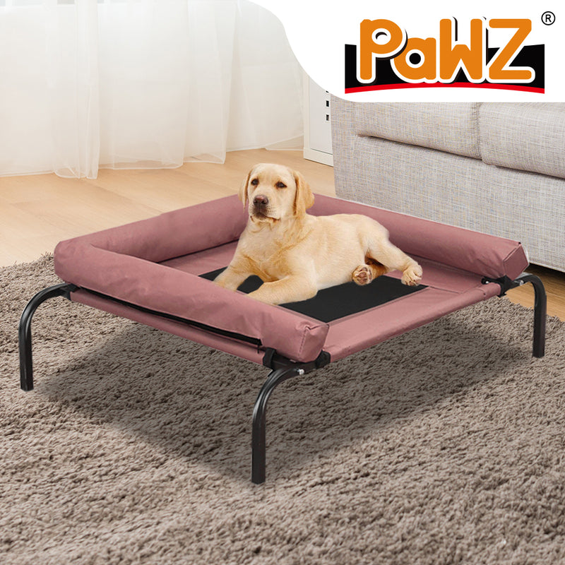 PaWz Pet Bed Heavy Duty Frame Hammock Bolster Trampoline Dog Puppy Mesh S Coffee