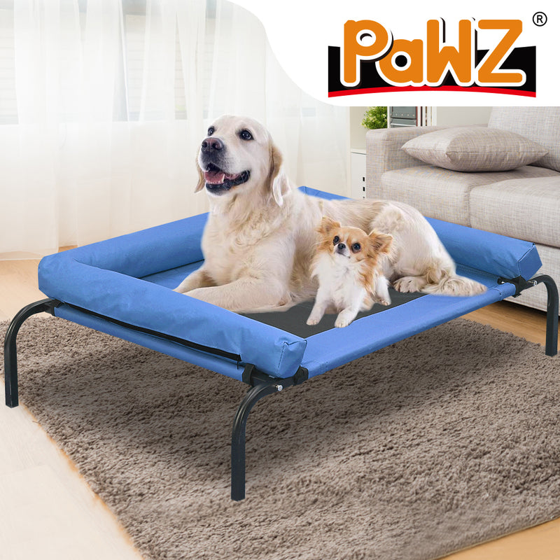 PaWz Pet Bed Heavy Duty Frame Hammock Bolster Trampoline Dog Puppy Mesh XL Blue