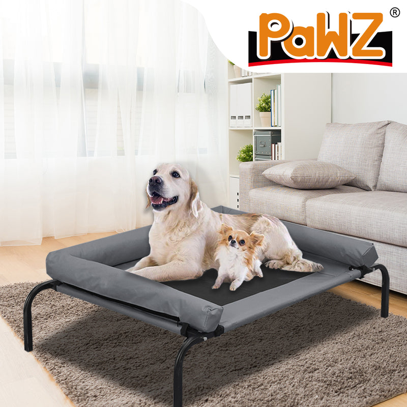 PaWz Heavy Duty Pet Bed Bolster Trampoline Dog Puppy Cat Hammock Mesh XL Grey