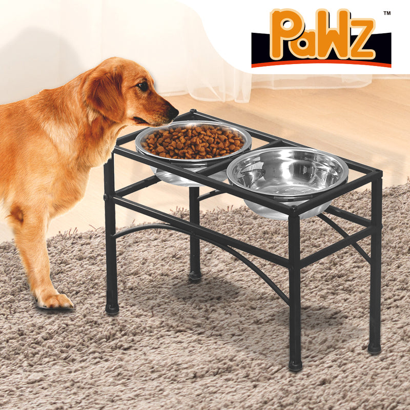 PaWz Dual Elevated Raised Pet Dog Puppy Feeder Bowl Stainless Steel Food Water Stand