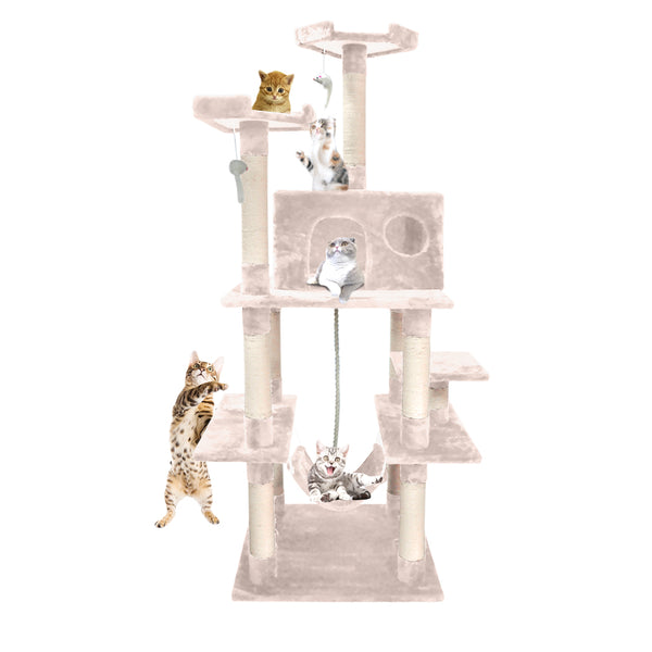 PaWz 1.83M Cat Scratching Post Tree Gym House Condo Furniture Scratcher Tower Cream