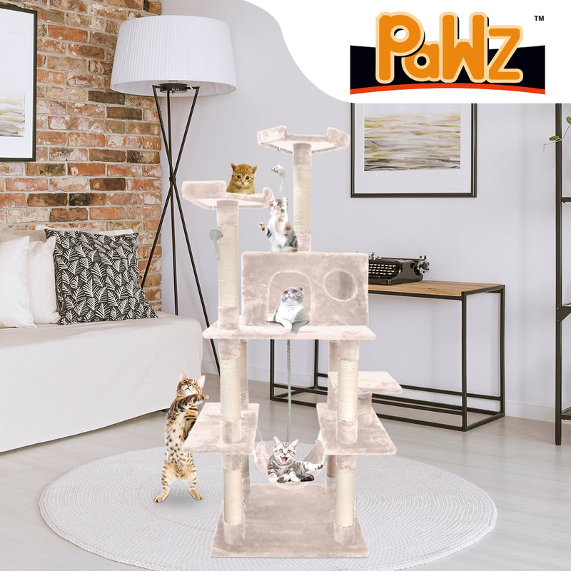 PaWz 1.83M Cat Scratching Post Tree Gym House Condo Furniture Scratcher Tower Cream