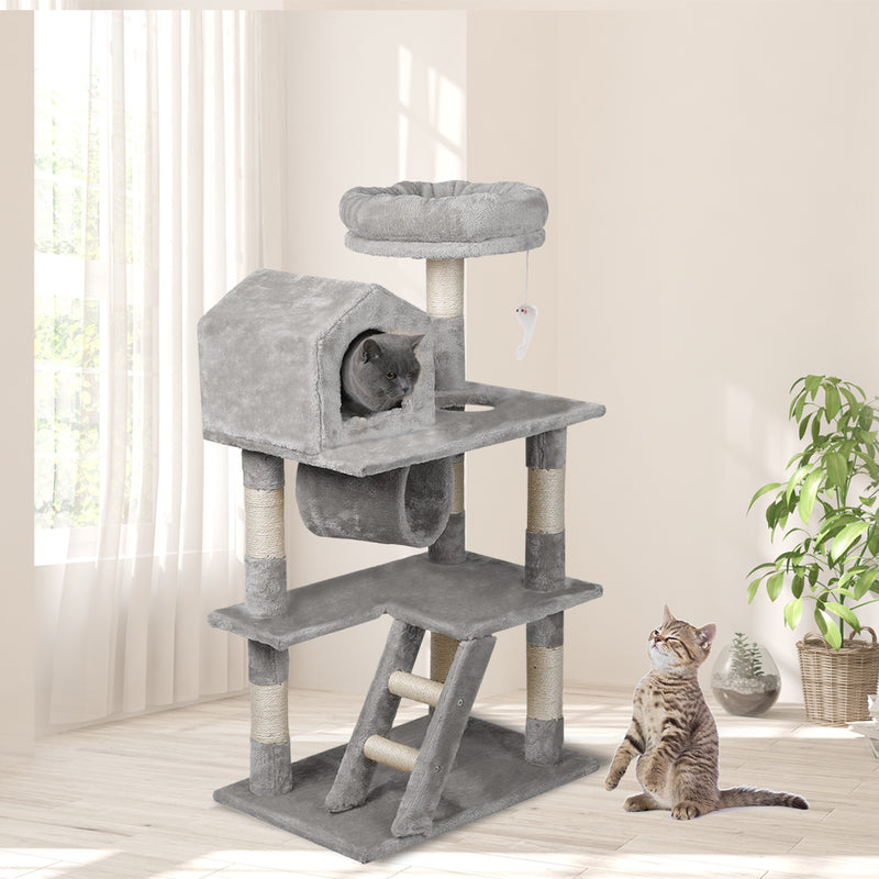 PaWz Cat Tree Scratching Post Scratcher Tower Condo House Furniture Grey 110cm