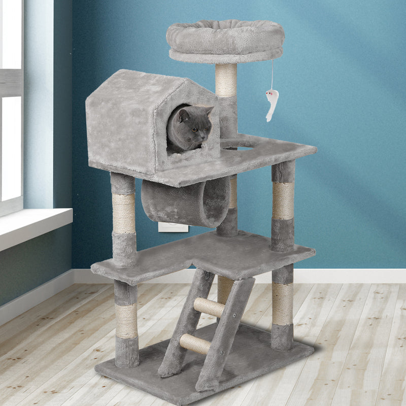 PaWz Cat Tree Scratching Post Scratcher Tower Condo House Furniture Grey 110cm