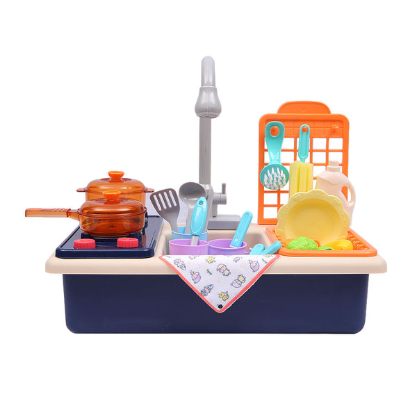 35x Kids Kitchen Play Set Dishwasher Sink Dishes Toys Cookware Pretend Play Blue