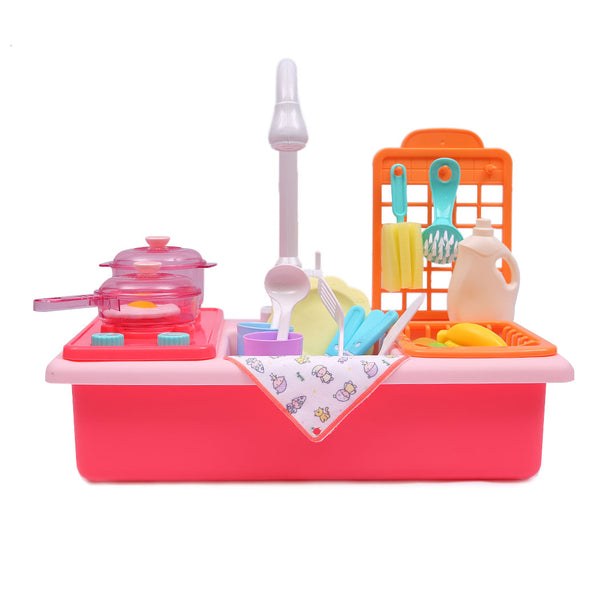 35x Kids Kitchen Play Set Dishwasher Sink Dishes Toys Cookware Pretend Play Pink