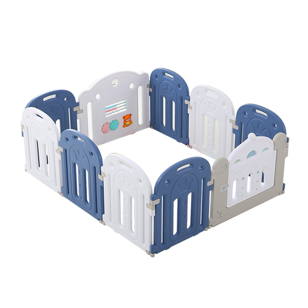 BoPeep Kids Baby Playpen Safety Gate Toddler Fence 10 Panel with Music Toy Blue