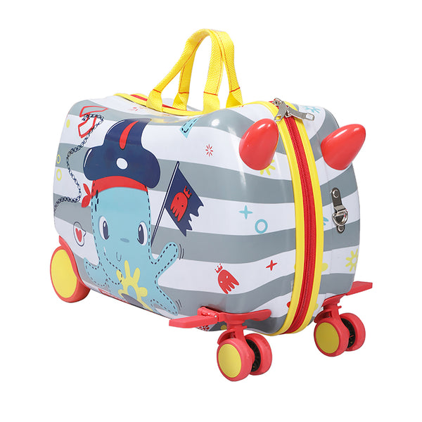 BoPeep Kids Ride On Suitcase Children Travel Luggage Carry Bag Trolley Octopus