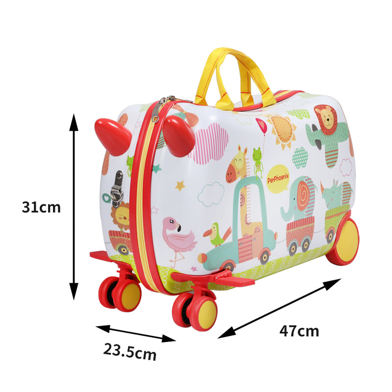 BoPeep Kids Ride On Suitcase Children Travel Luggage Carry Bag Trolley Zoo