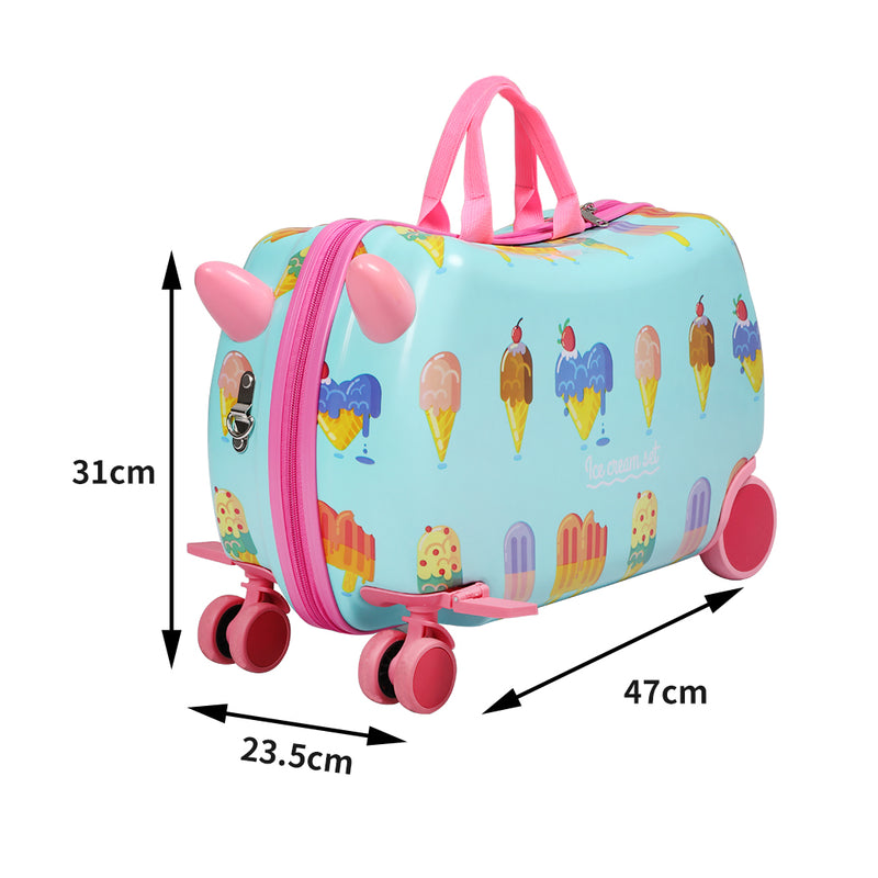 BoPeep Kids Ride On Suitcase Children Travel Luggage Carry Bag Trolley Ice Cream