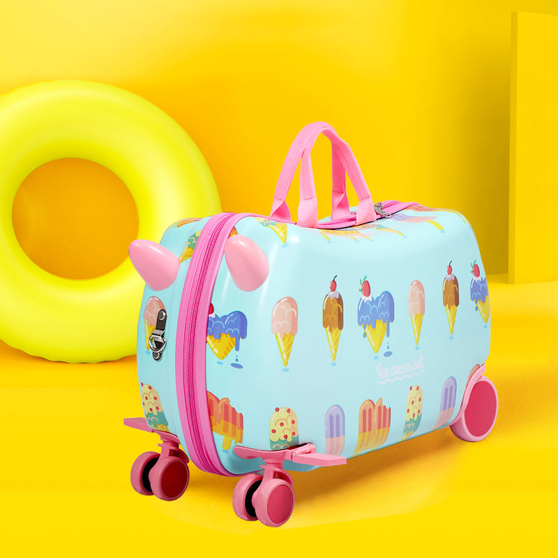 BoPeep Kids Ride On Suitcase Children Travel Luggage Carry Bag Trolley Ice Cream