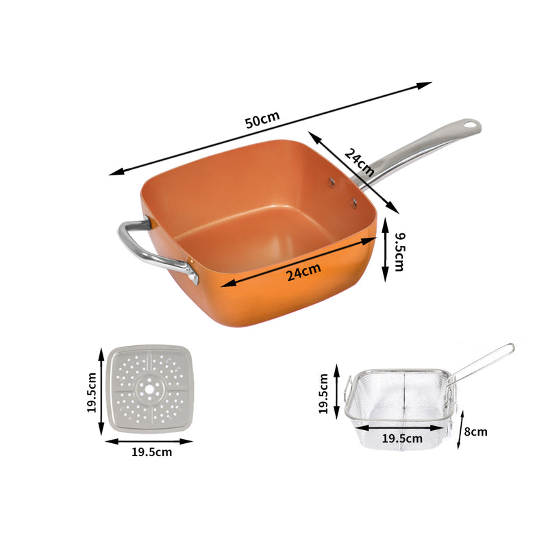 Saucepan Set Frying Pan Non Stick Deep Fry Steamer with Glass Lid Cookware Set