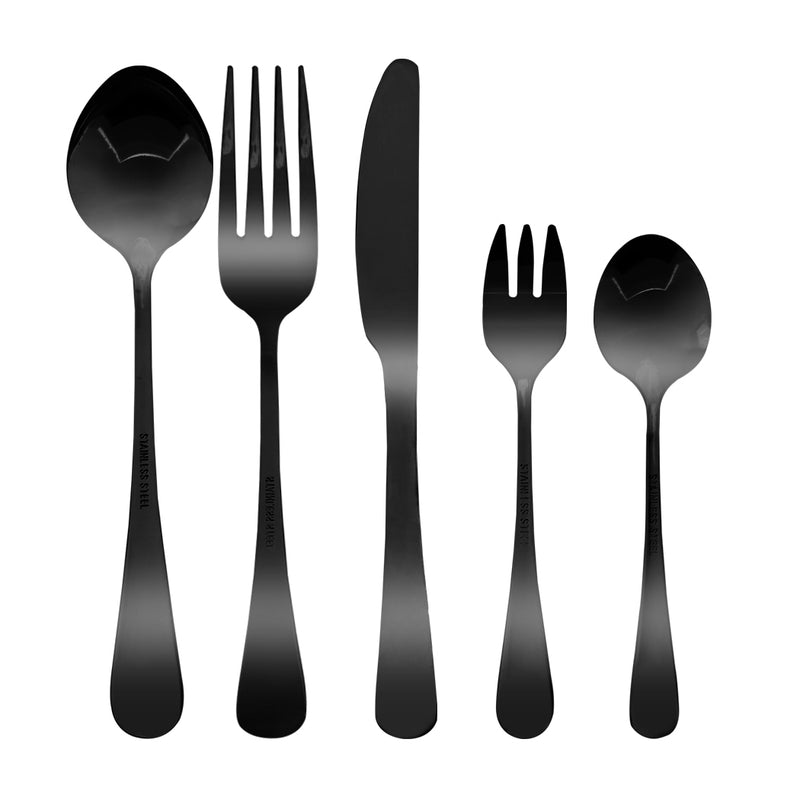 Stainless Steel Cutlery Set Travel Knife Fork Spoon Black Child Tableware 30pcsc