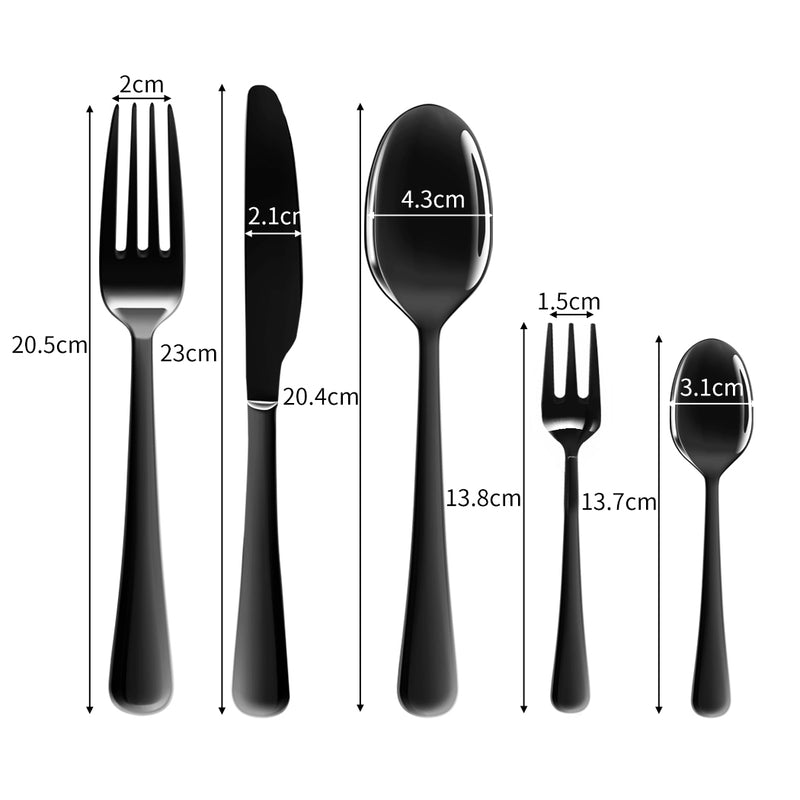 Stainless Steel Cutlery Set Travel Knife Fork Spoon Black Child Tableware 30pcsc