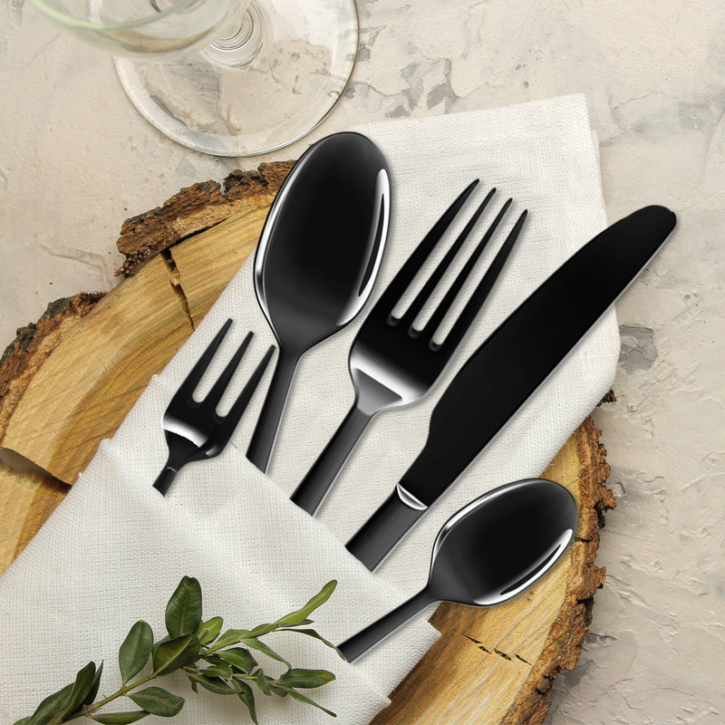 Stainless Steel Cutlery Set Travel Knife Fork Spoon Black Child Tableware 30pcsc