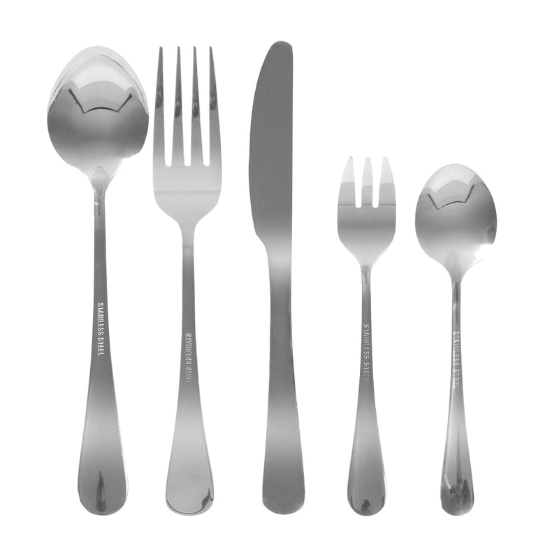 Tableware Cutlery Set Stainless Steel Knife Fork Spoon Kitchen Child Silver 60PC