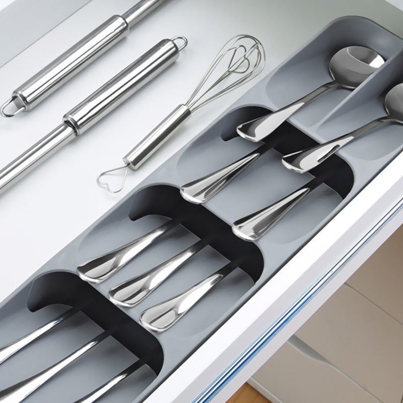 x2 Cutlery Organiser Utensil Tray Kitchen Drawer Storage Divider Holder Box WG