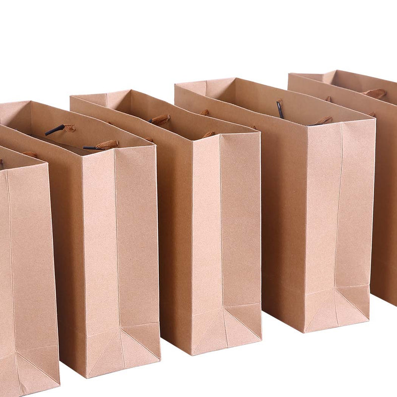 50x Brown Paper Bag Kraft Eco Recyclable Gift Carry Shopping Retail Bags Handles