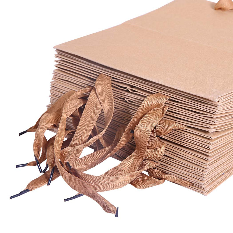 50x Brown Paper Bag Kraft Eco Recyclable Gift Carry Shopping Retail Bags Handles