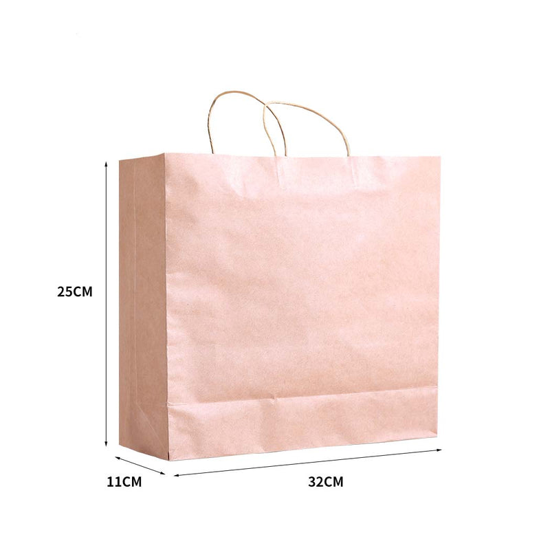 50x Brown Paper Bag Kraft Eco Recyclable Gift Carry Shopping Retail Bags Handles