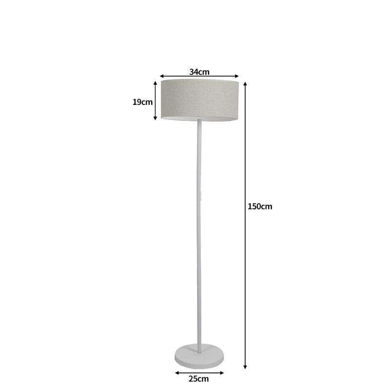 Modern LED Floor Lamp Stand Reading Light Decoration Indoor Classic Linen Fabric