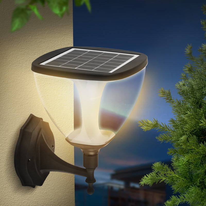 EMITTO LED Solar Powered Light Garden Pathway Wall Lamp Landscape Yard Outdoor