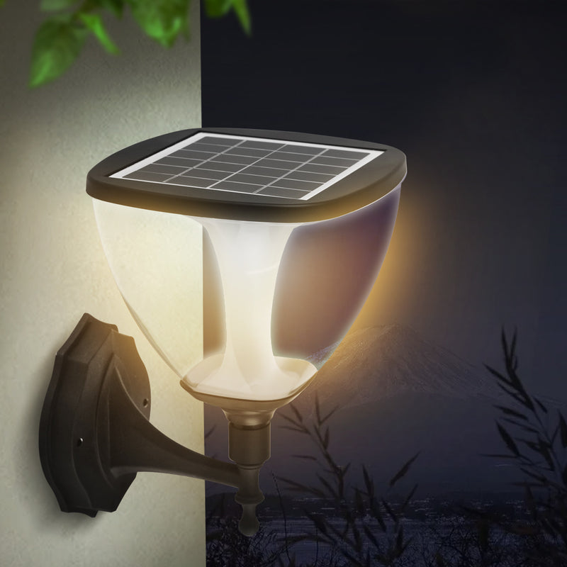 EMITTO LED Solar Powered Light Garden Pathway Wall Lamp Landscape Yard Outdoor