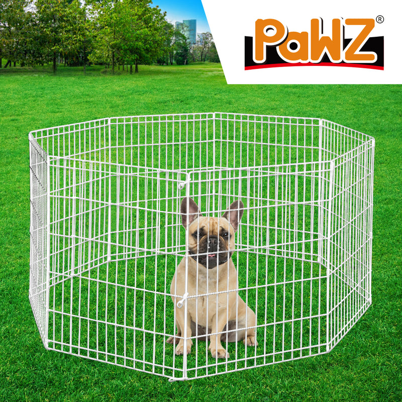 PaWz Pet Dog Playpen Puppy Exercise 8 Panel Fence Silver Extension No Door 30"