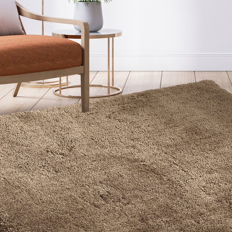 Ultra Soft Anti Slip Rectangle Plush Shaggy Floor Rug Carpet in Taupe 90x150cm