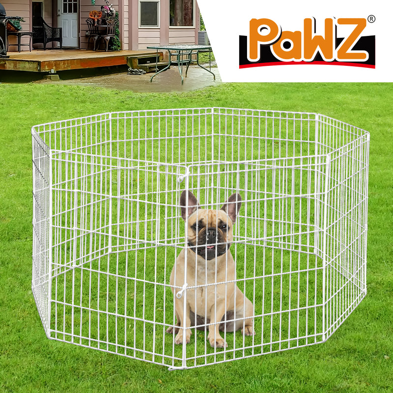 PaWz Pet Dog Playpen Puppy Exercise 8 Panel Fence Silver Extension No Door 30"