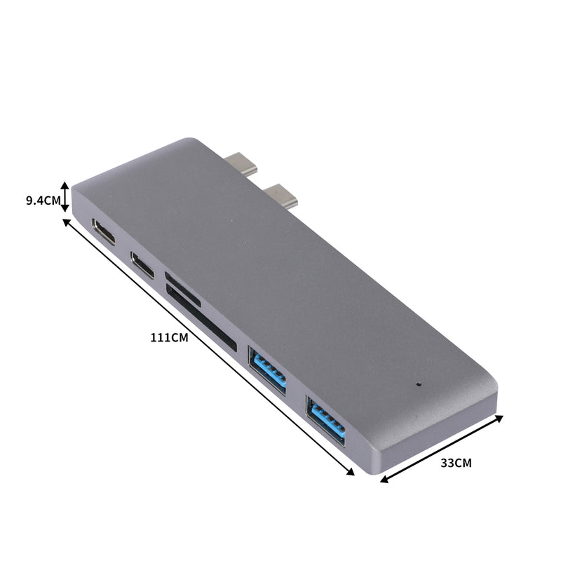 USB 3.0 Type-C HUB 6 Port Powered Adapter High Speed Splitter for Macbook pro