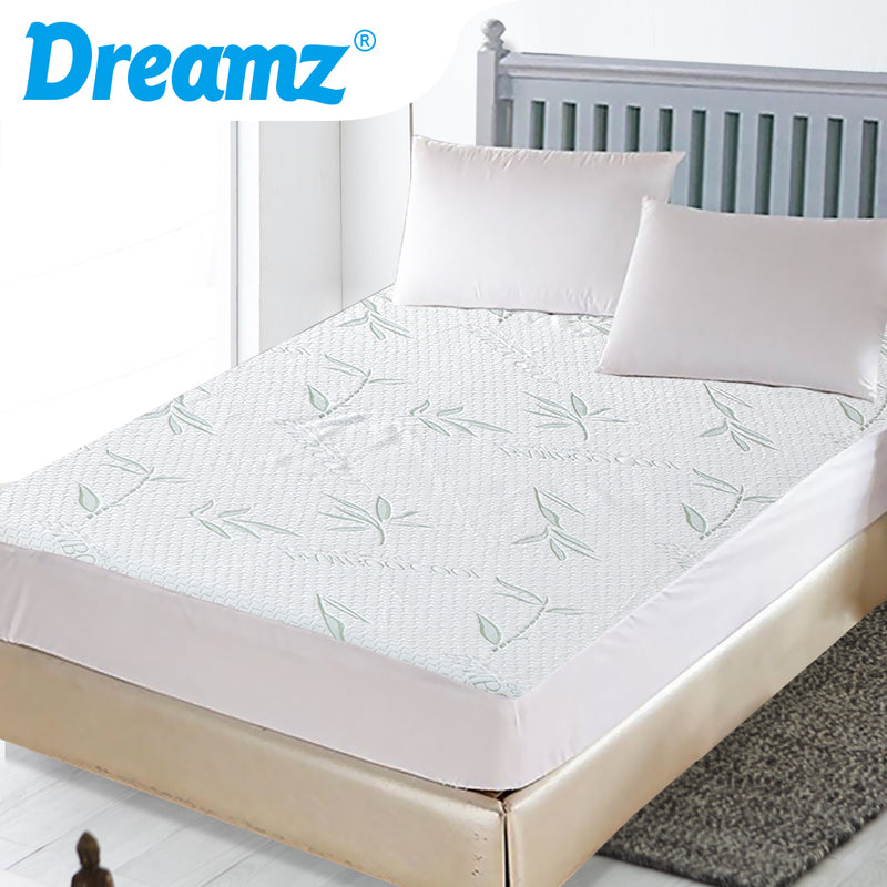 DreamZ Fully Fitted Waterproof Breathable Bamboo Mattress Protector Double Size