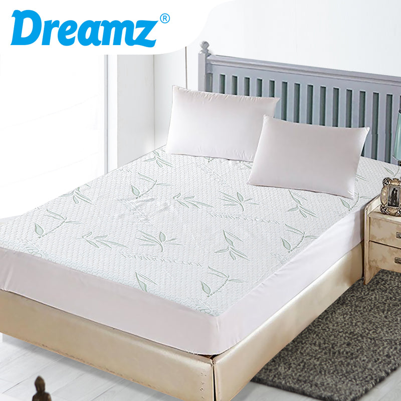 DreamZ Fully Fitted Waterproof Breathable Bamboo Mattress Protector Single Size