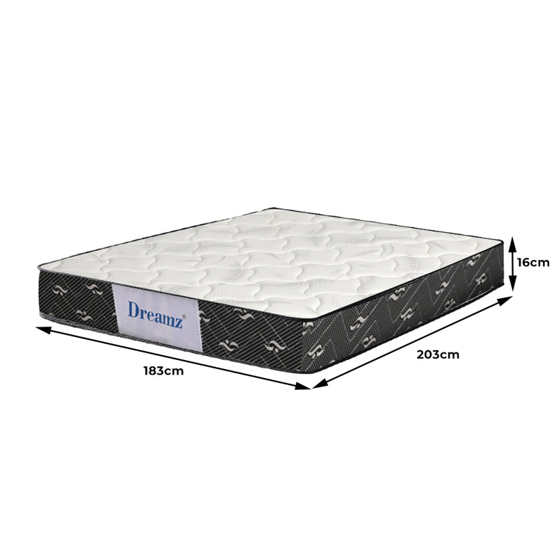 Dreamz Bedding Mattress King Size Premium Bed Top Spring Foam Medium Soft 16CM