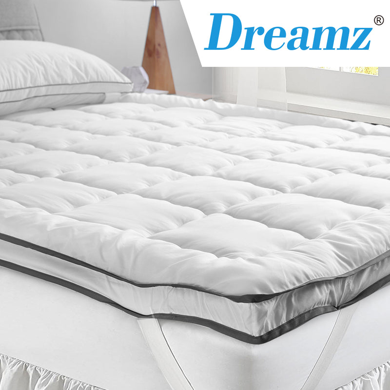 DreamZ Bedding Luxury Pillowtop Mattress Topper Mat Pad Protector Cover Single