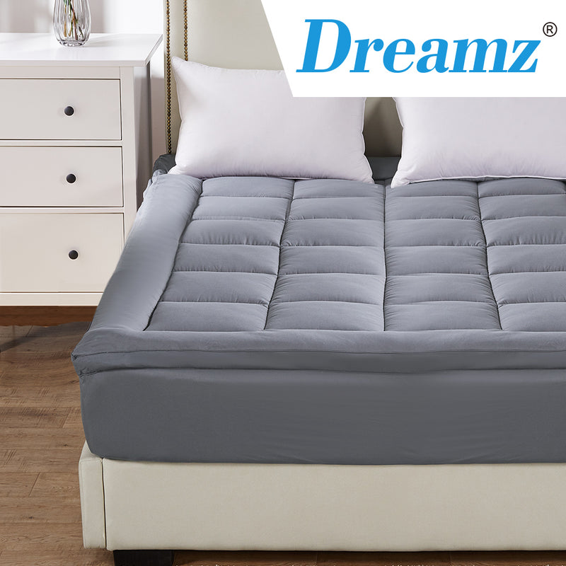 Dreamz Mattress Topper Bamboo Fibre Luxury Pillowtop Mat Protector Cover Double