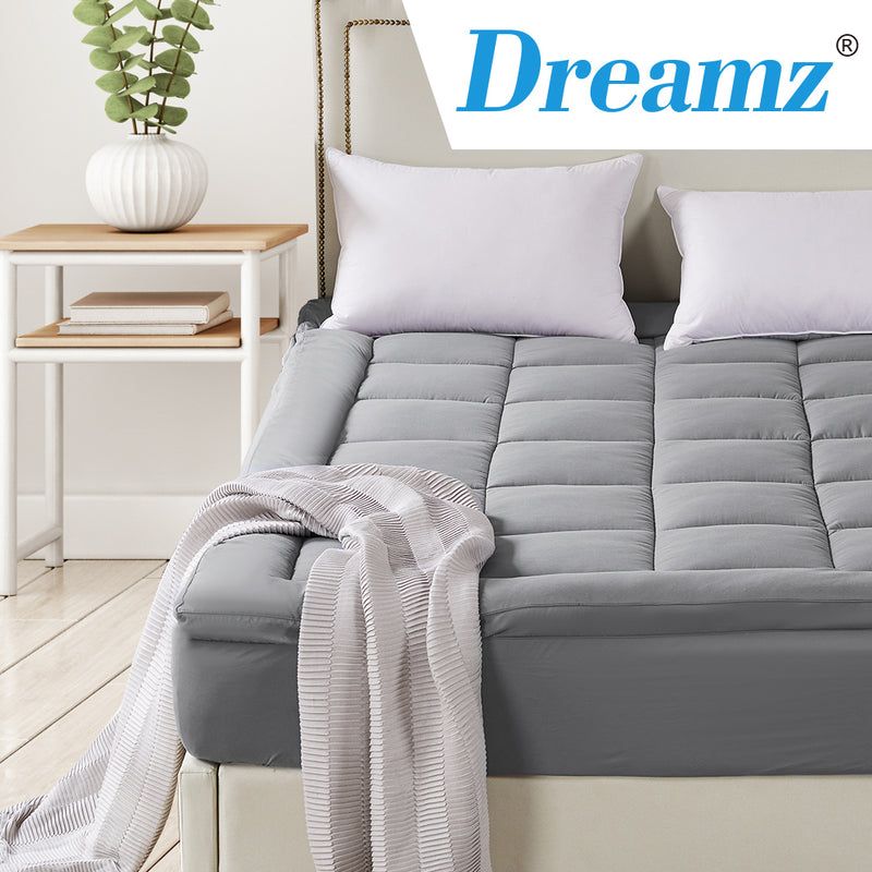 Dreamz Mattress Topper Bamboo Fibre Luxury Pillowtop Mat Protector Cover Double