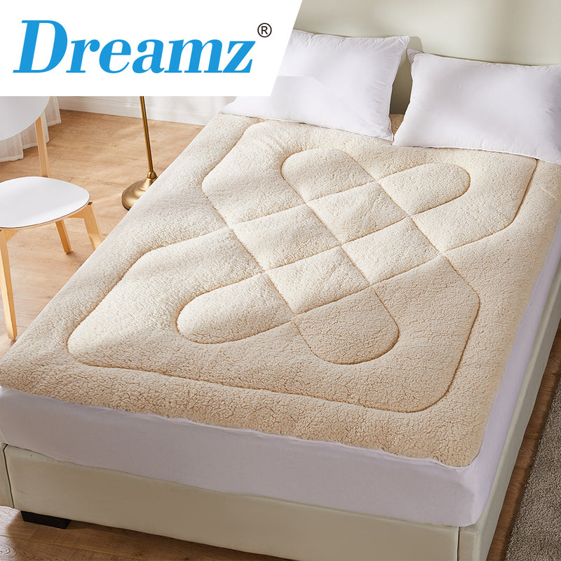 Dreamz Mattress Topper 100% Wool Underlay Reversible Mat Pad Protector Single