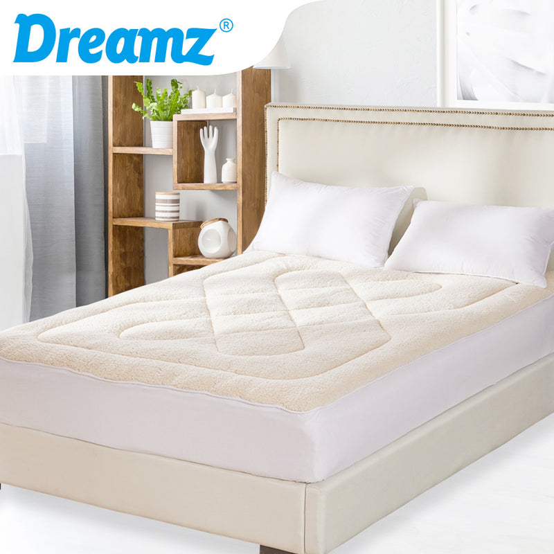 Dreamz Mattress Topper 100% Wool Underlay Reversible Mat Pad Protector Single