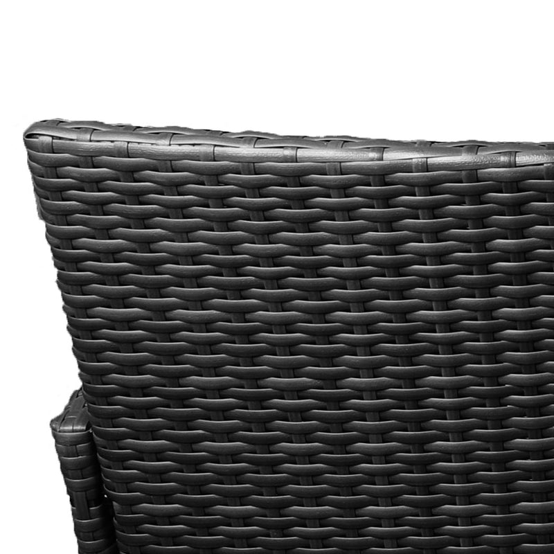 Outdoor Furniture Set Patio Garden 3 Pcs Chair Table Rattan Wicker Cushion Seat Black