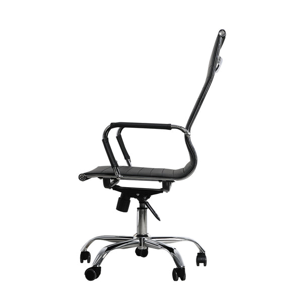 2PCS Office Chair Home Gaming Work Study Chairs PU Mat Seat Back Computer Black