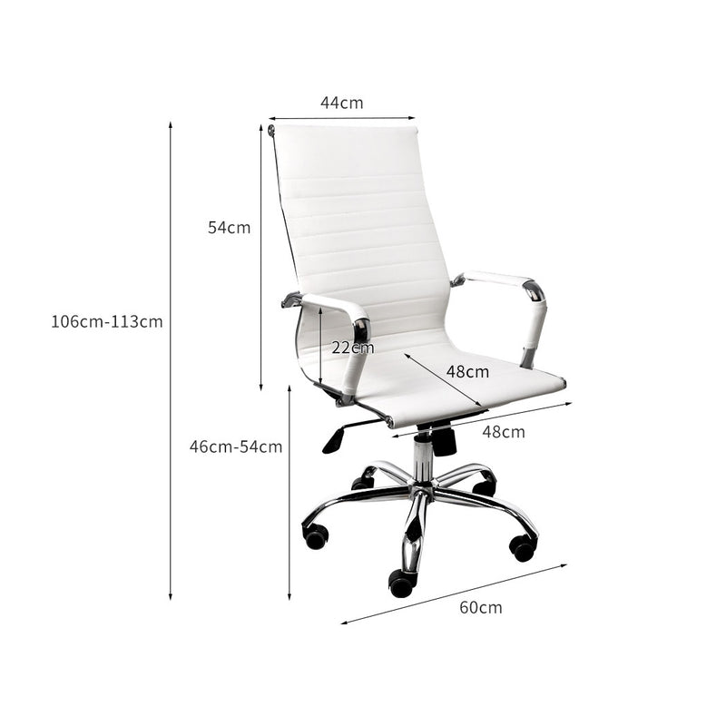 Office Chair Gaming Chair Home Work Study PU Mat Seat High-Back Computer White