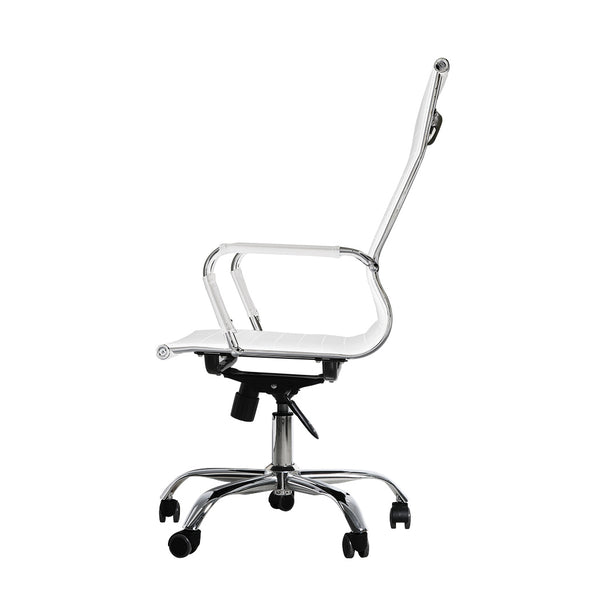 2PCS Office Chair Home Gaming Work Study Chairs PU Mat Seat Back Computer White